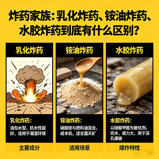 浉河炸药家族：乳化炸药、铵油炸药、水胶炸药到底有什么区别？